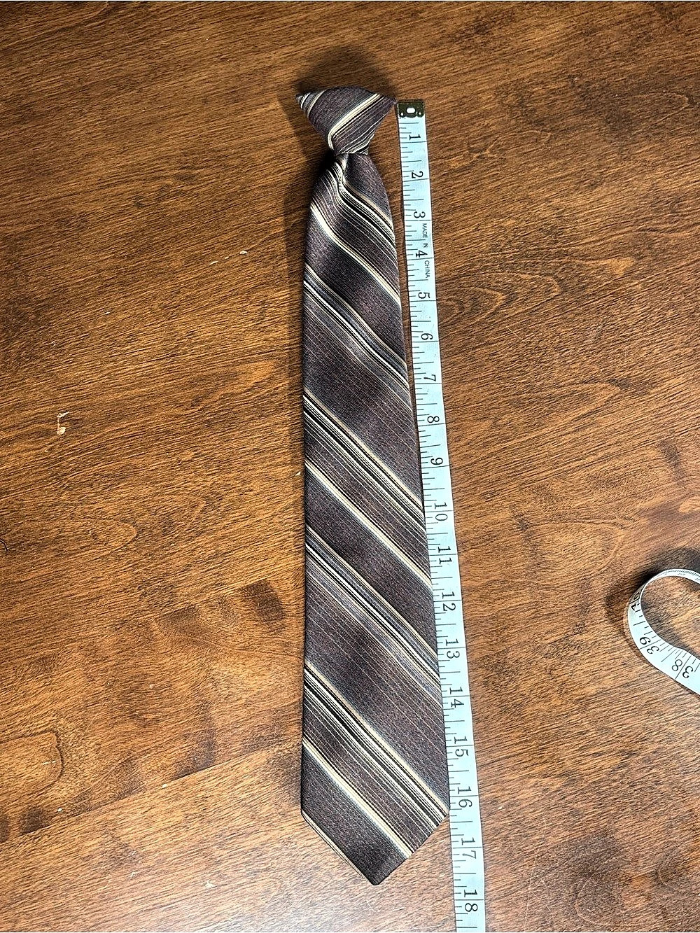 Vintage 70s Prince Consort Golden Clasp Striped Clip-On Tie